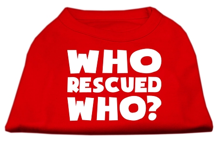 Who Rescued Who Screen Print Shirt Red XL